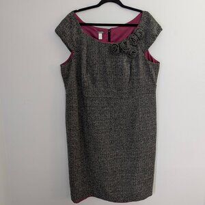 Muse Textured Shift Dress with Rosette Detail Size 22W